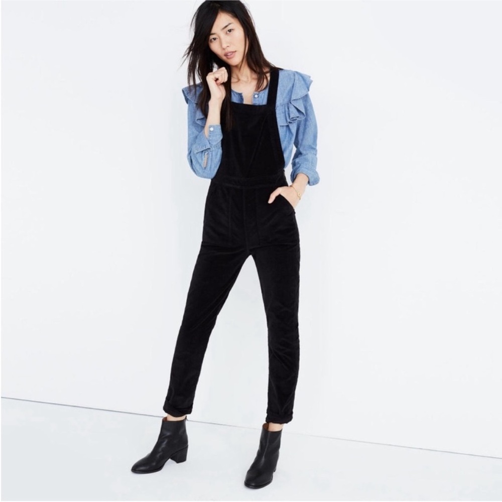 Black Velvet Jumpsuit Overalls